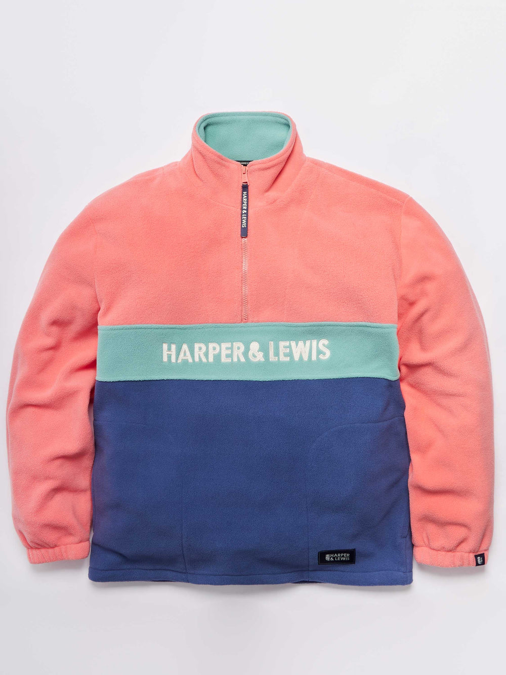 Mellow 1/4 Zip Fleece Bright Coral & Airforce