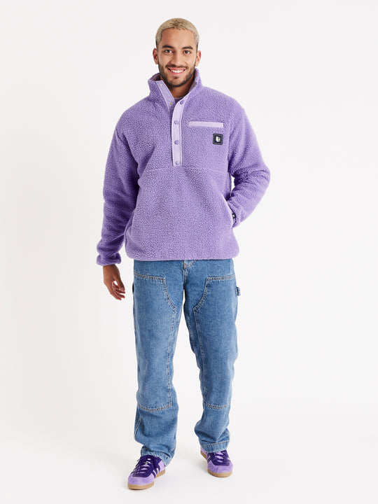 Meidoorn Popper Neck Sherpa Fleece Diep Lavendel 