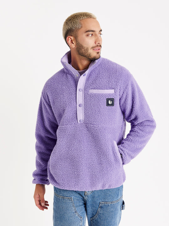 Meidoorn Popper Neck Sherpa Fleece Diep Lavendel 