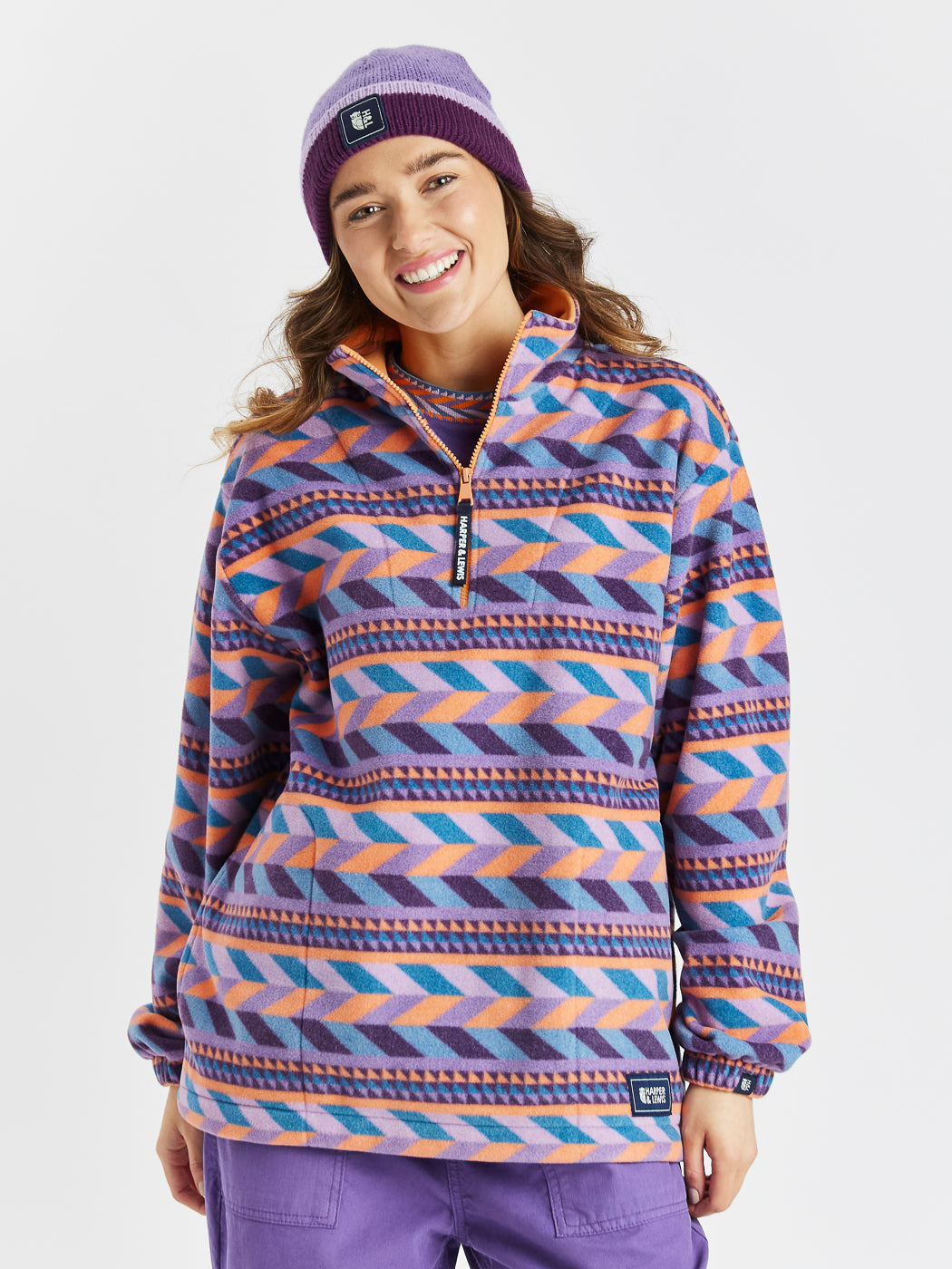 Raine Retro Patroon 1/4 Rits Fleece