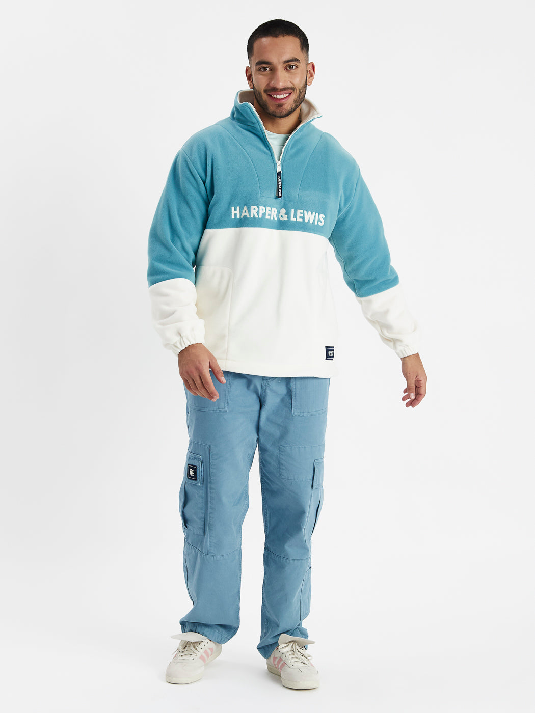 Berkley 1/4 Zip Fleece Staalblauw &amp; Crème