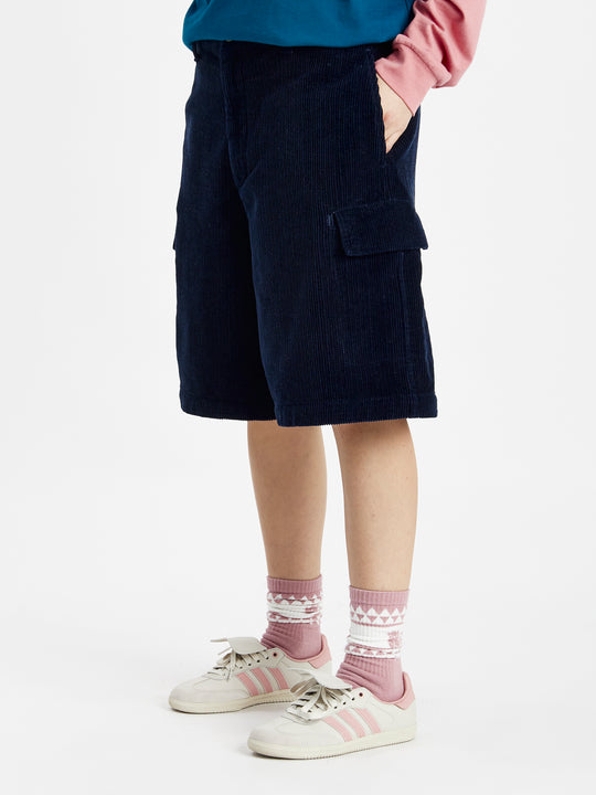 Raye Corduroy Jorts Marineblauw