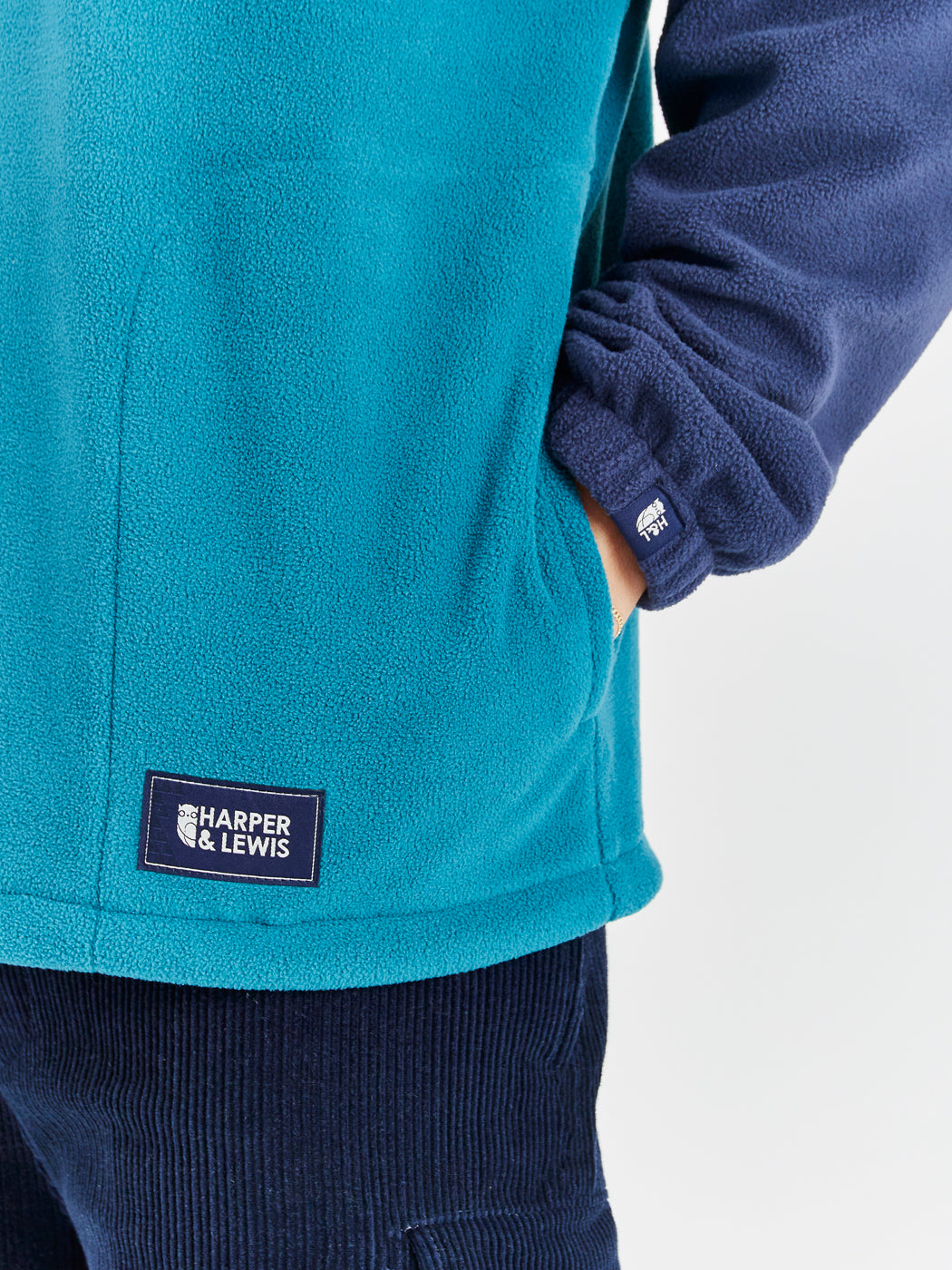 Samara Fleece mit 1/4-Reißverschluss in Marineblau und BlaugrŸn