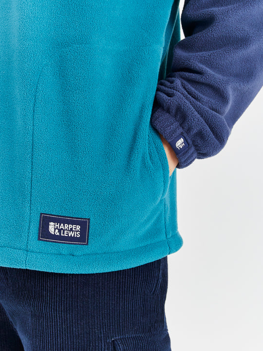 Samara Fleece mit 1/4-Reißverschluss in Marineblau und BlaugrŸn