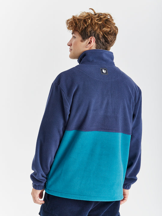 Samara Fleece mit 1/4-Reißverschluss in Marineblau und BlaugrŸn