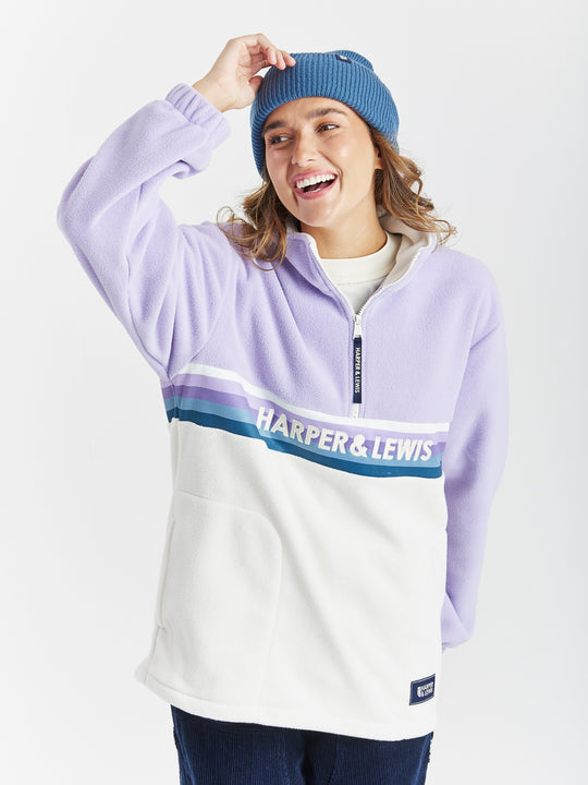 One Eighty 1/4 Zip Fleece Lavender & Cream