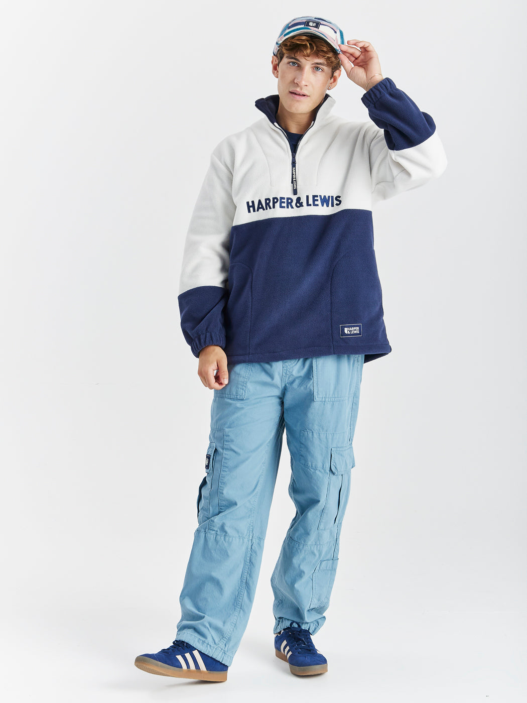 Berkley 1/4 rits fleece marineblauw &amp; crème 