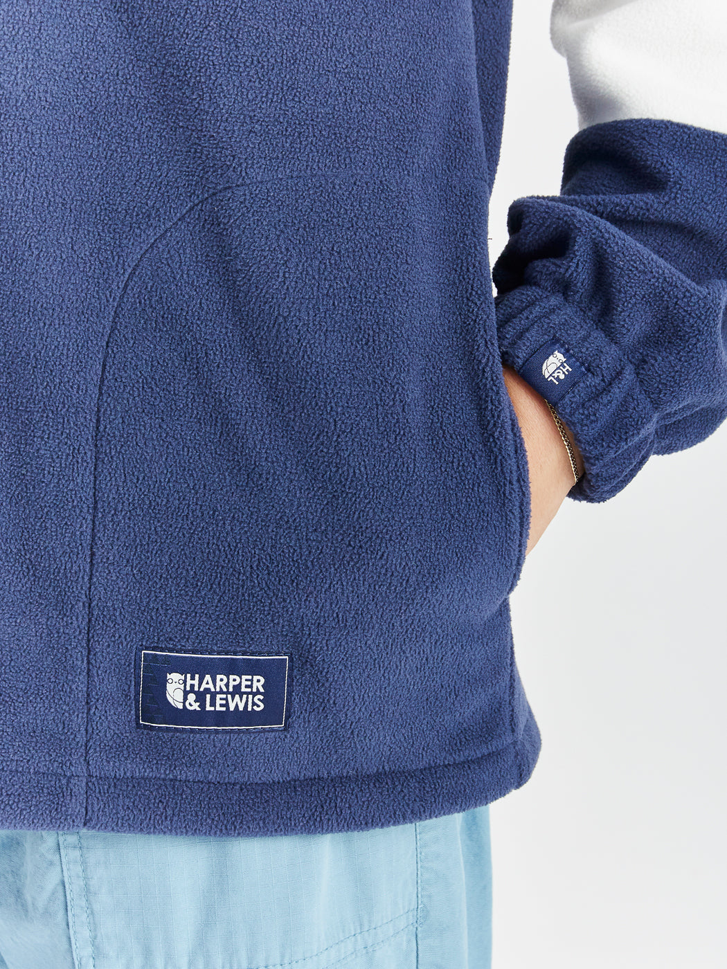 Berkley 1/4 rits fleece marineblauw &amp; crème 