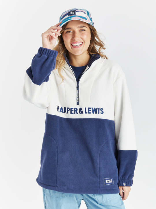 Berkley 1/4 Zip Fleece Cream & Navy