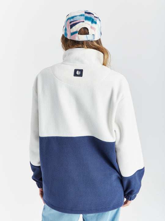 Berkley Fleece mit 1/4-Reißverschluss, Creme und Marineblau