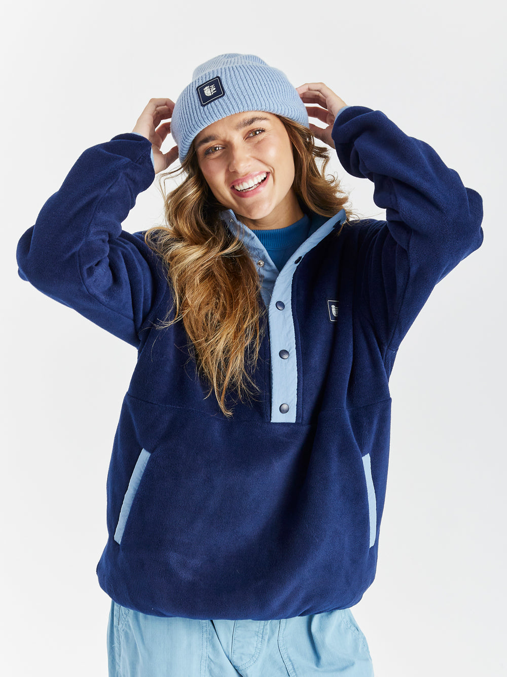 Peyton Popper Neck Fleece Navy