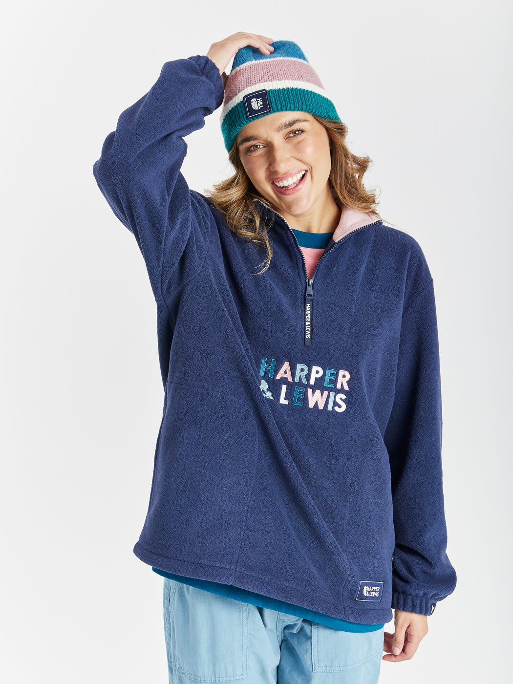 Kelsey 1/4 rits fleece marineblauw