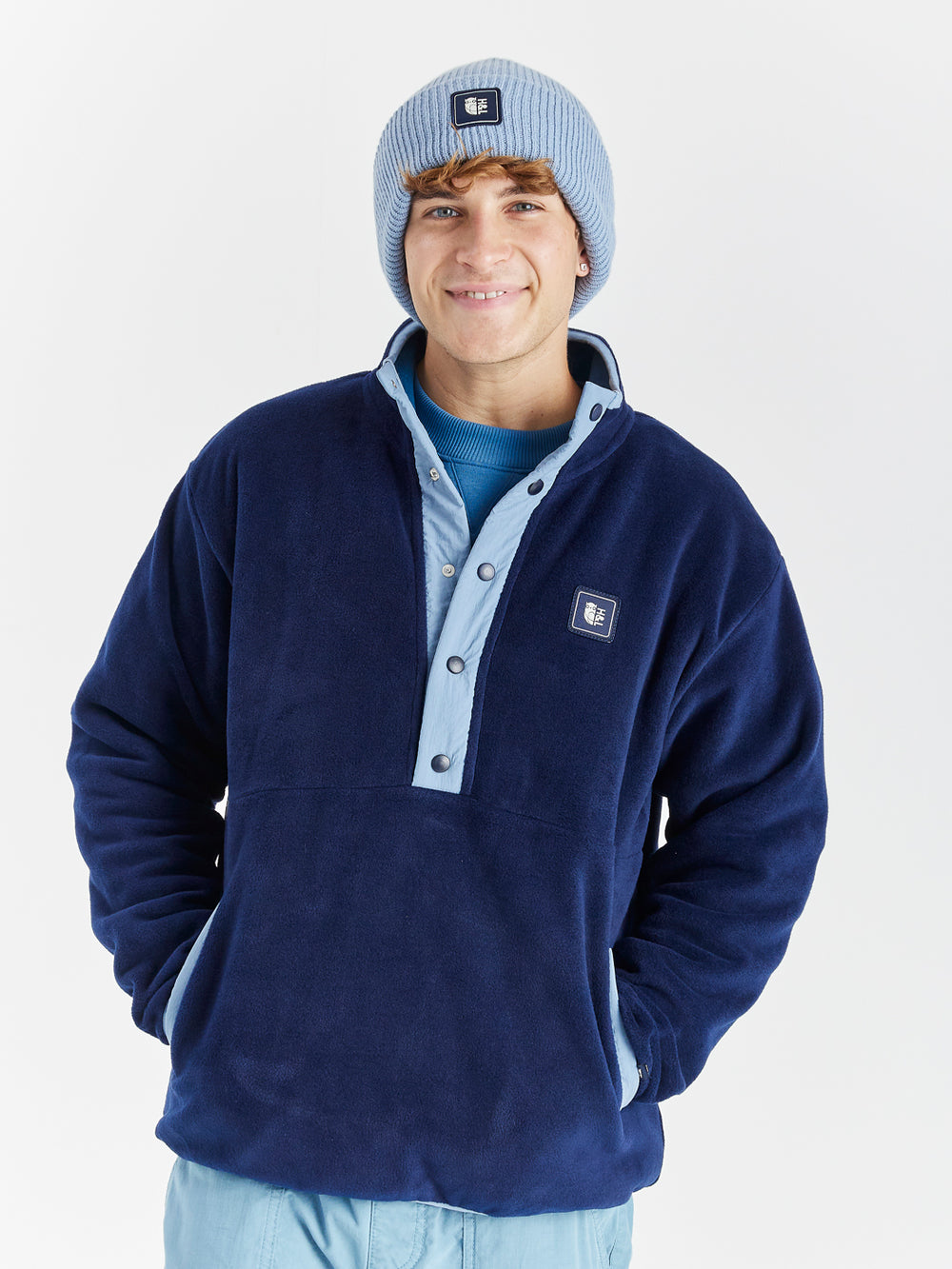 Peyton Popper Neck Fleece Marineblauw