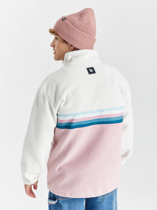 One Eighty 1/4 Zip Fleece Cream & Dusty Pink