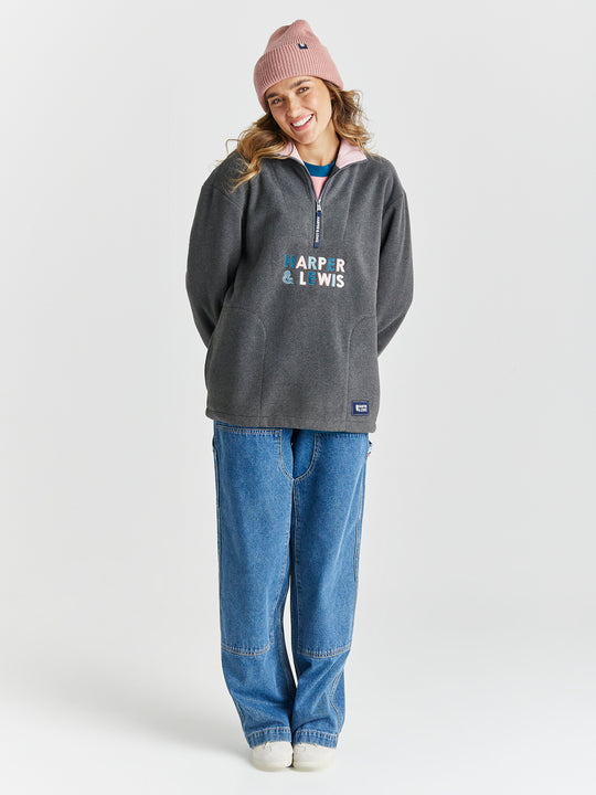 Kelsey 1/4 rits fleece grijs