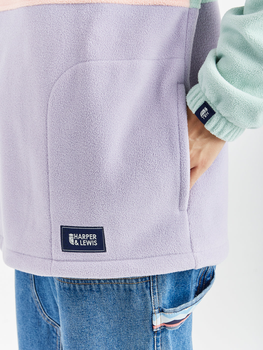 Mellow 1/4 Zip Fleece Light Sage & Light Lilac