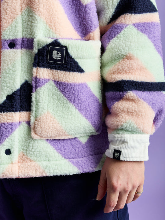 Beau Retro Pattern Sherpa Fleece Shirt