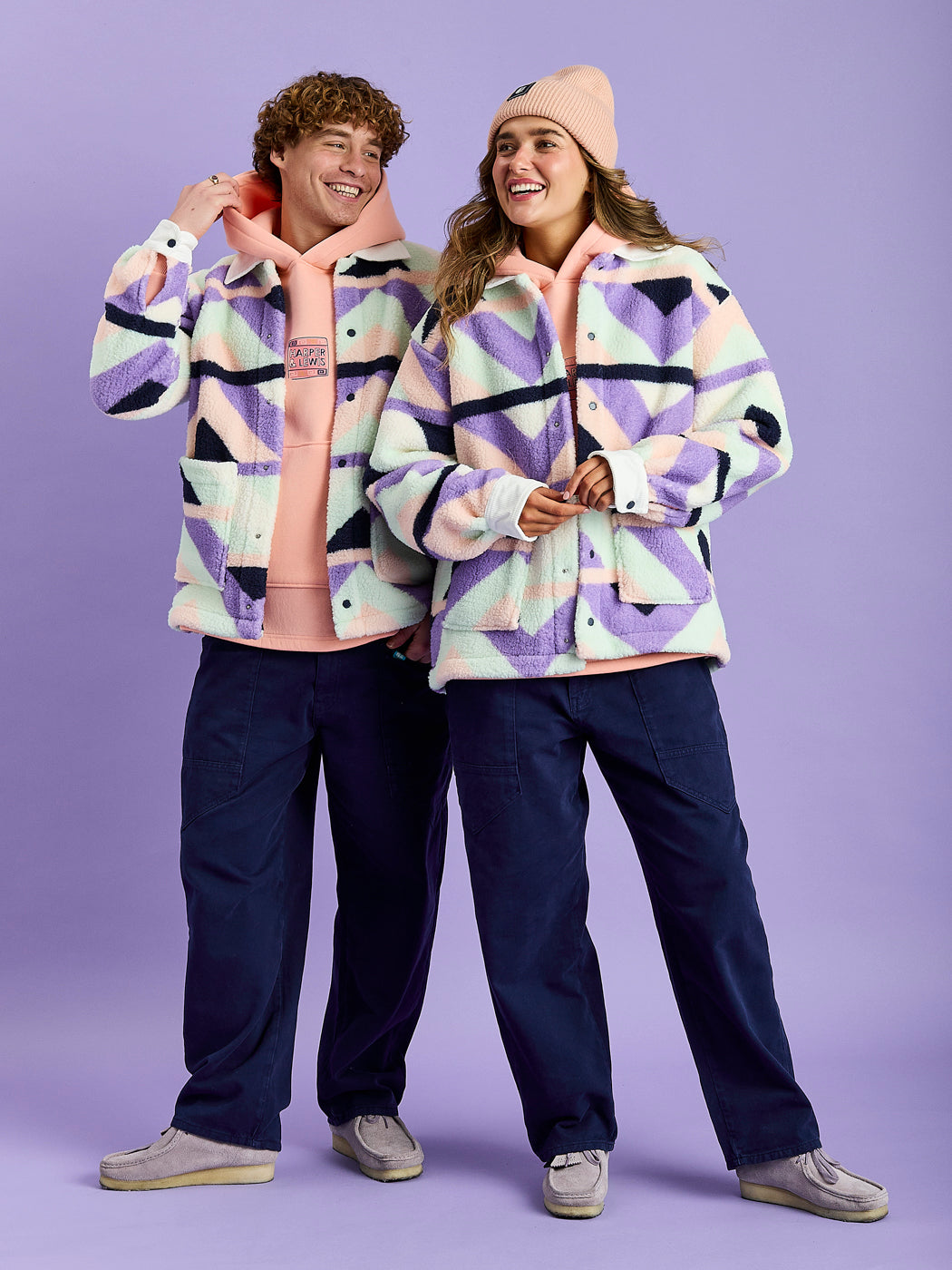 Beau Retro Pattern Sherpa Fleece Shirt