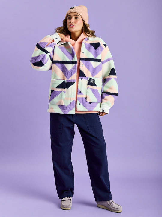 Beau Retro Pattern Sherpa Fleece Shirt