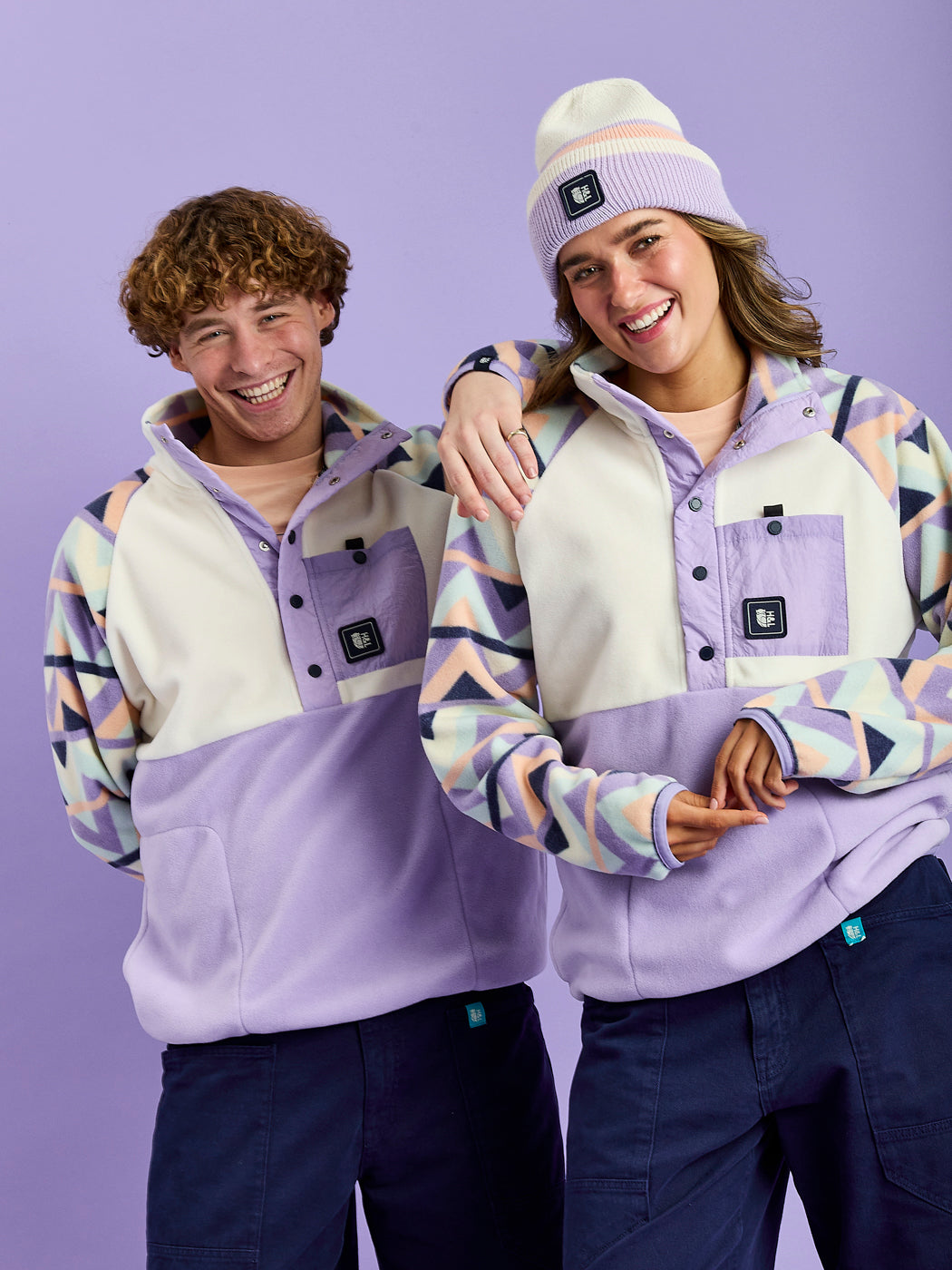 Sutton Retro Pattern Popper Neck Fleece