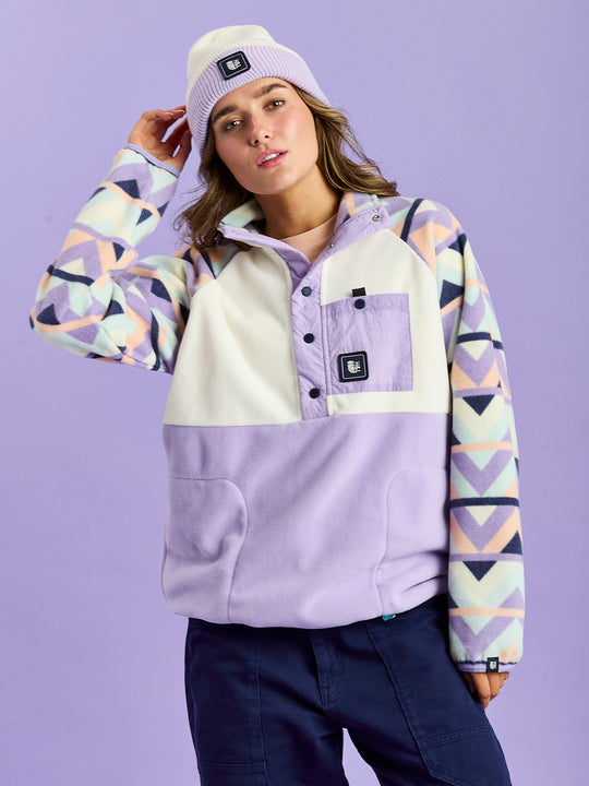 Sutton Retro Pattern Popper Neck Fleece