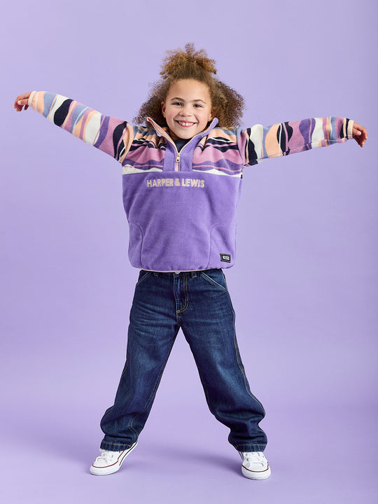 Kids Bodie Retro Pattern 1/4 Zip Fleece