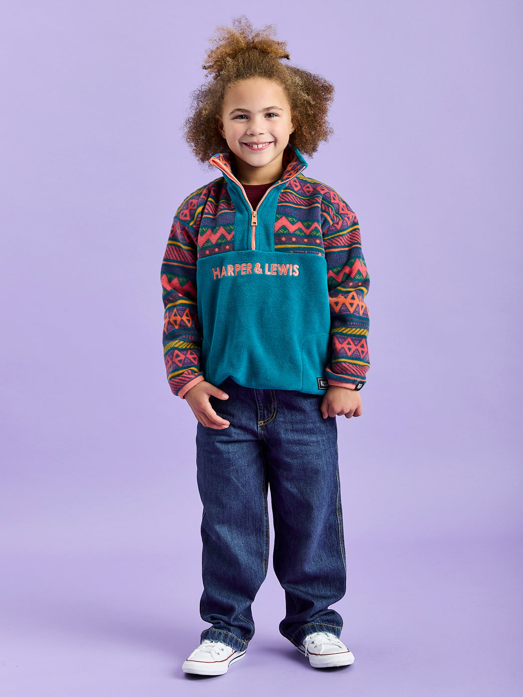 Kids Bodie Retro Pattern 1/4 Zip Fleece