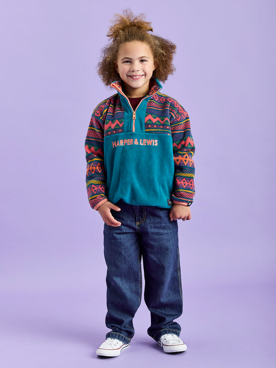 Kids Bodie Retro Pattern 1/4 Zip Fleece