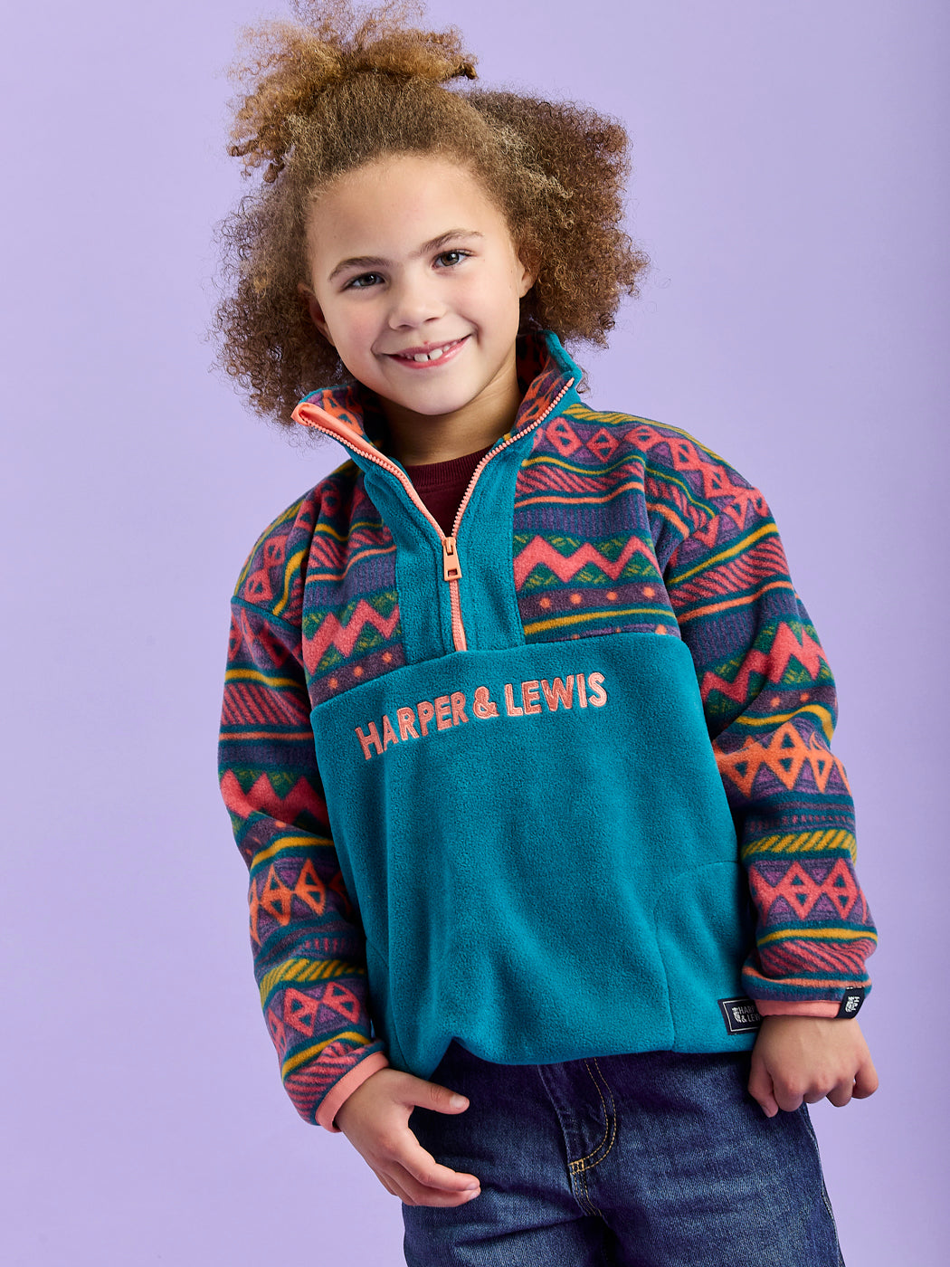 Kids Bodie Retro Pattern 1/4 Zip Fleece