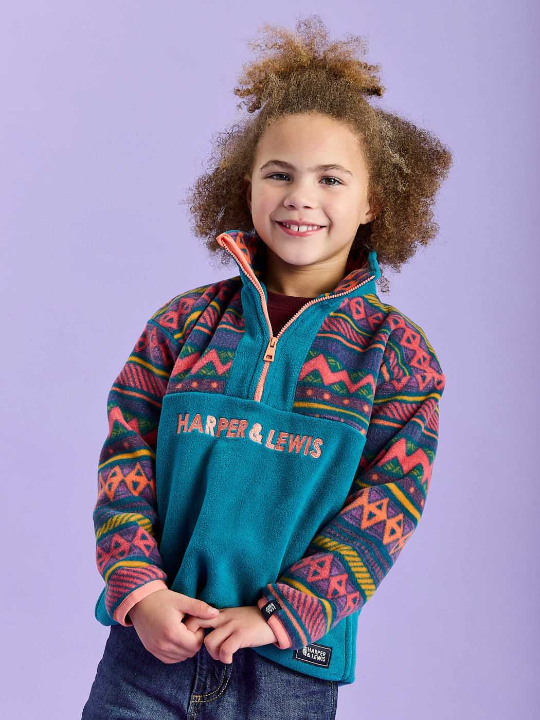Kids Bodie Retro Pattern 1/4 Zip Fleece