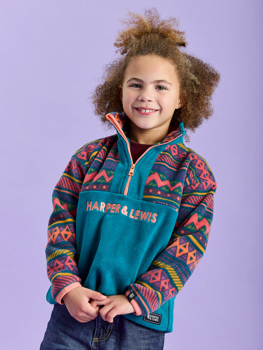 Kids Bodie Retro Pattern 1/4 Zip Fleece