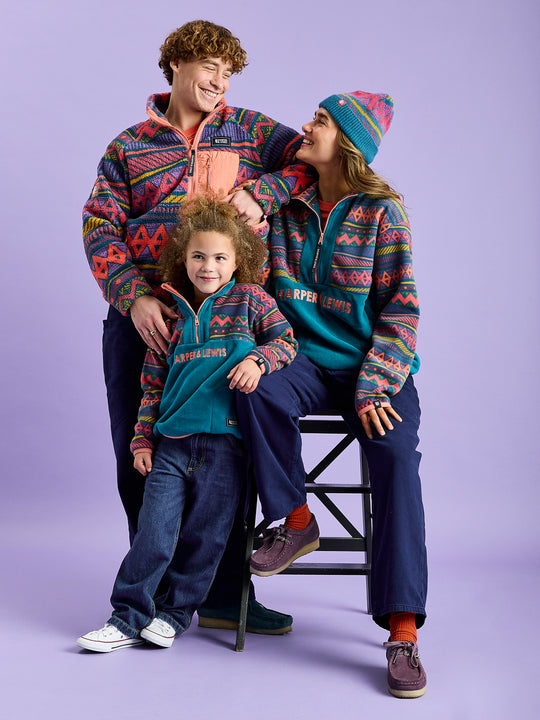 Kids Bodie Retro Pattern 1/4 Zip Fleece