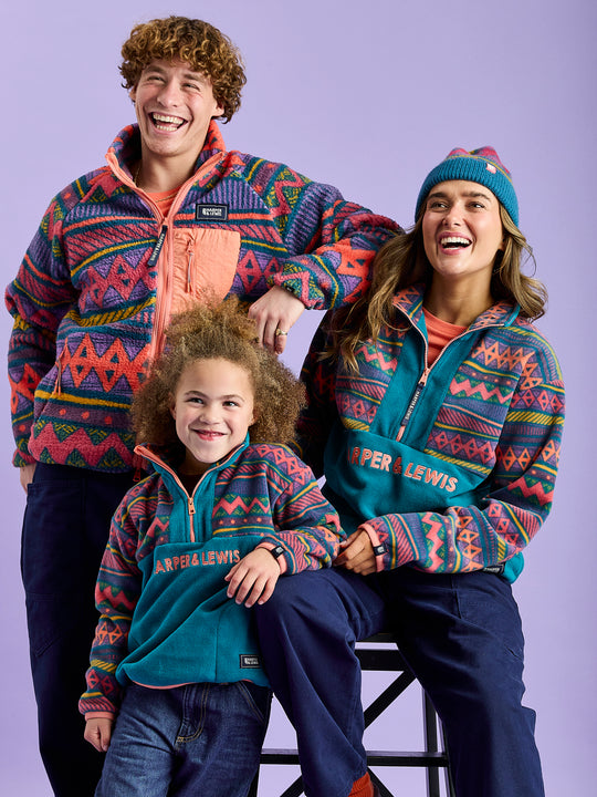 Kids Bodie Retro Pattern 1/4 Zip Fleece