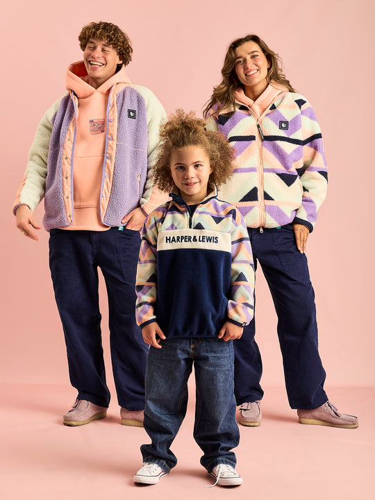 Kids Polar Retro Pattern 1/4 Zip Fleece