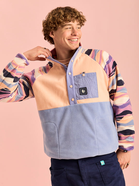 Sutton Retro Pattern Popper Neck Fleece