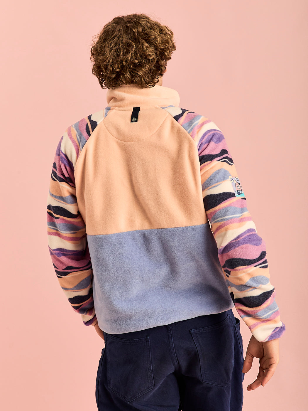 Sutton Retro Pattern Popper Neck Fleece