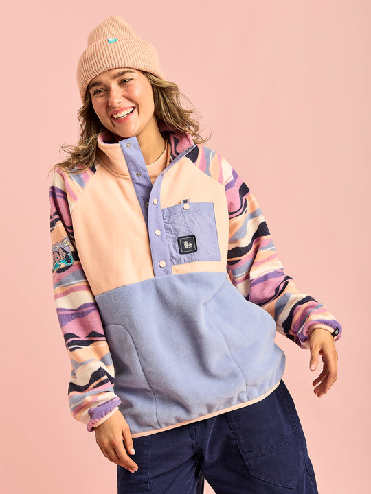 Sutton Retro Pattern Popper Neck Fleece