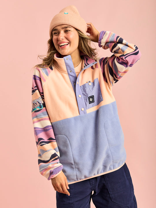 Sutton Retro Pattern Popper Neck Fleece