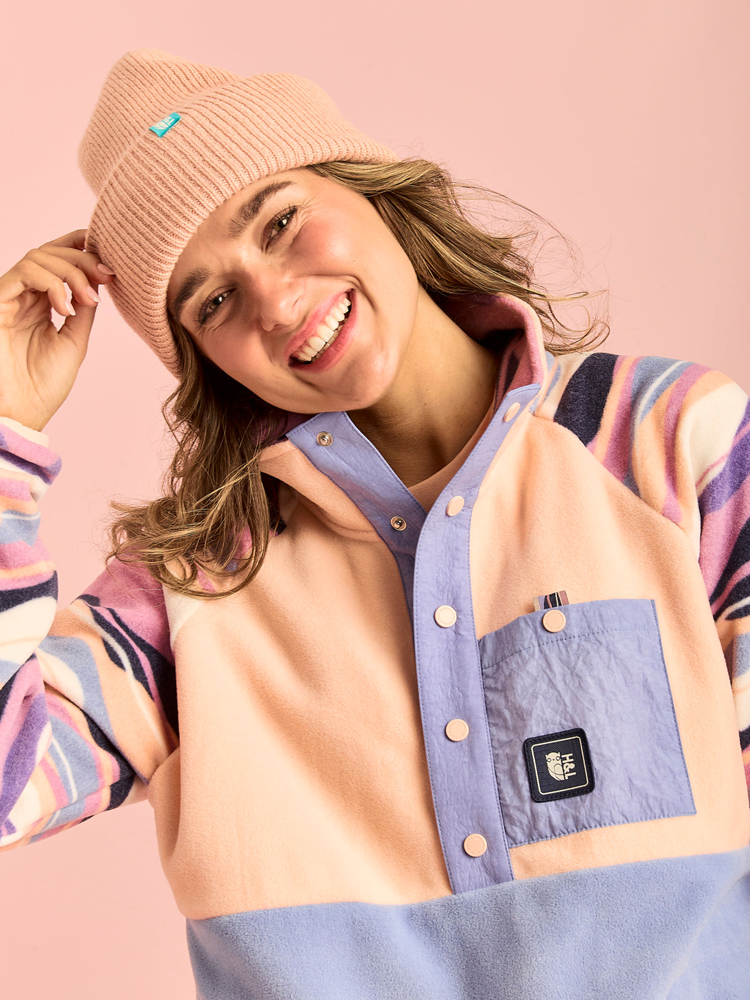 Sutton Retro Pattern Popper Neck Fleece