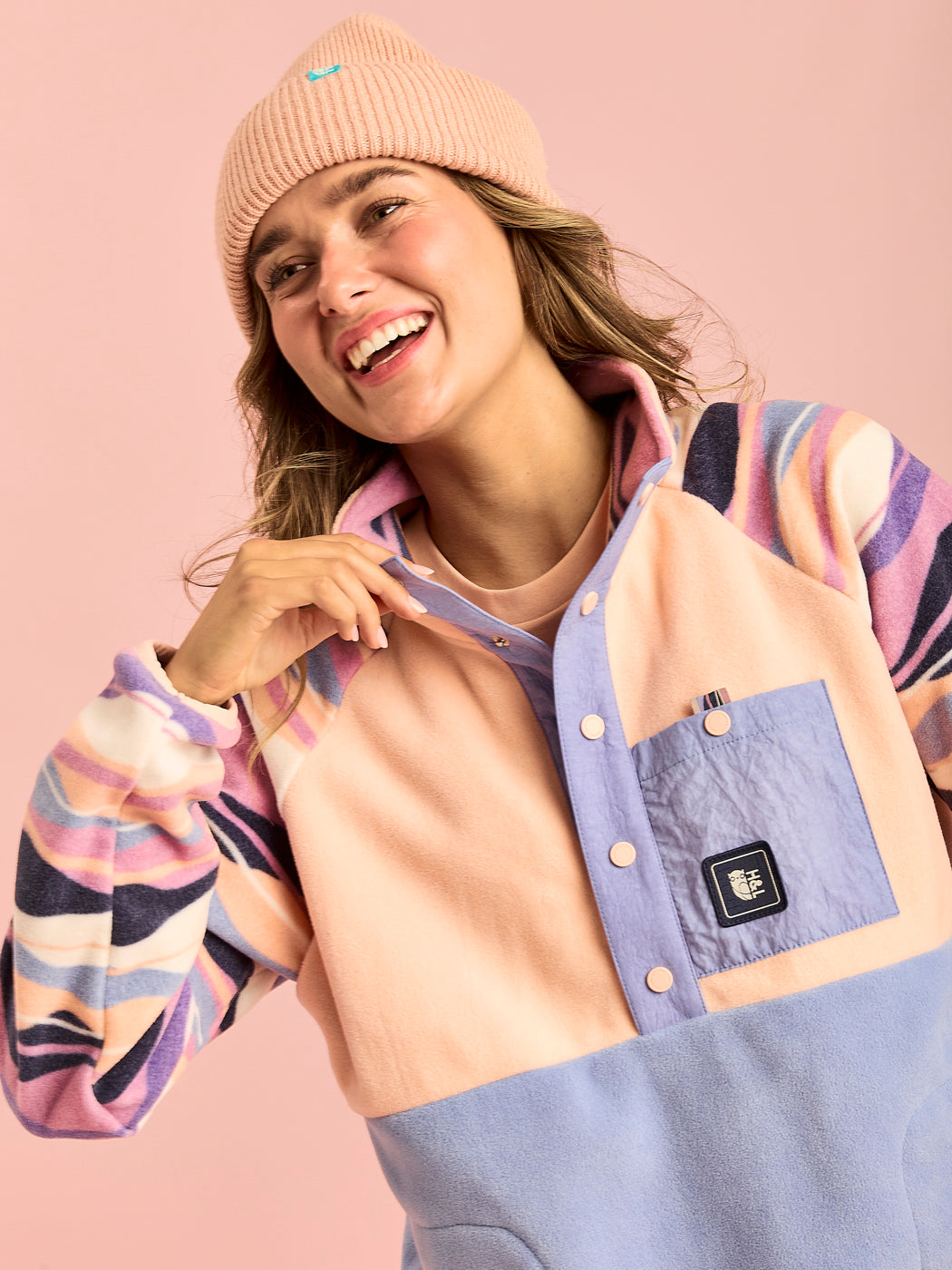 Sutton Retro Pattern Popper Neck Fleece