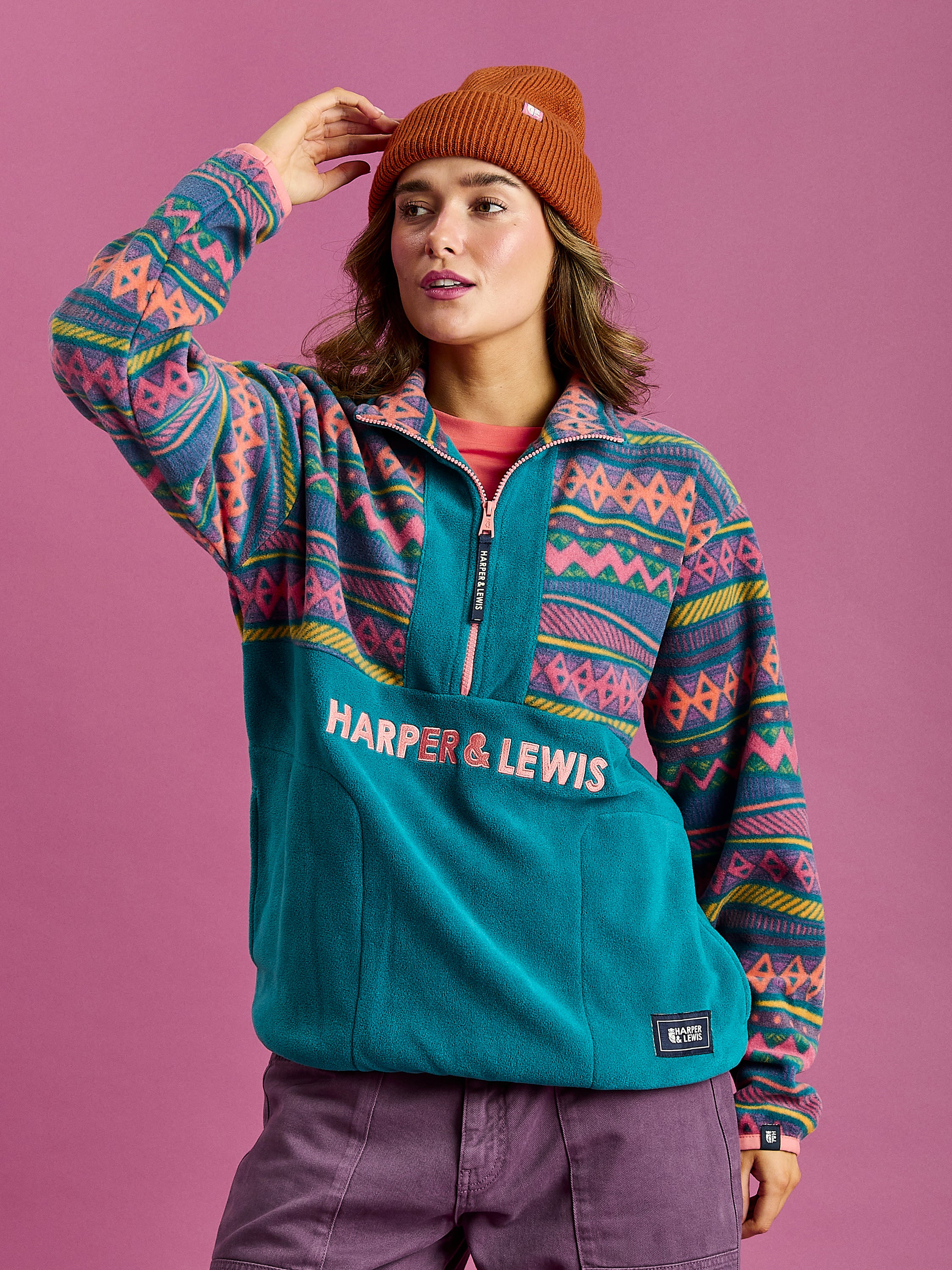 Bodie Retro Pattern 1/4 Zip Fleece – Harper & Lewis