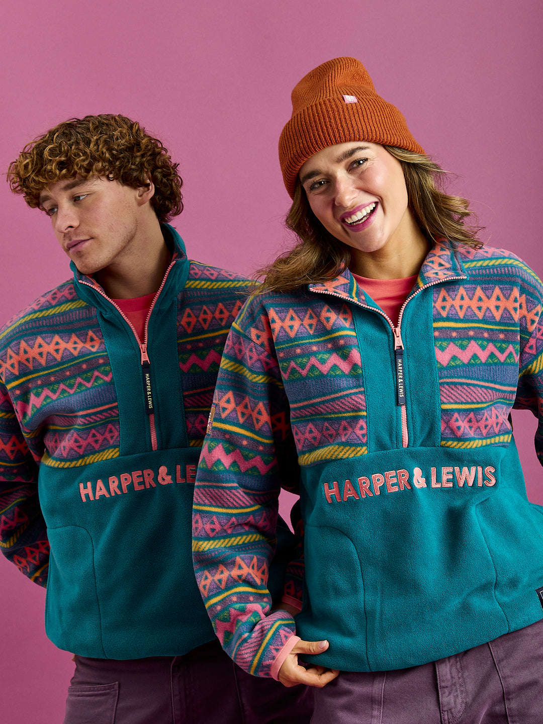 Bodie Retro Pattern 1/4 Zip Fleece