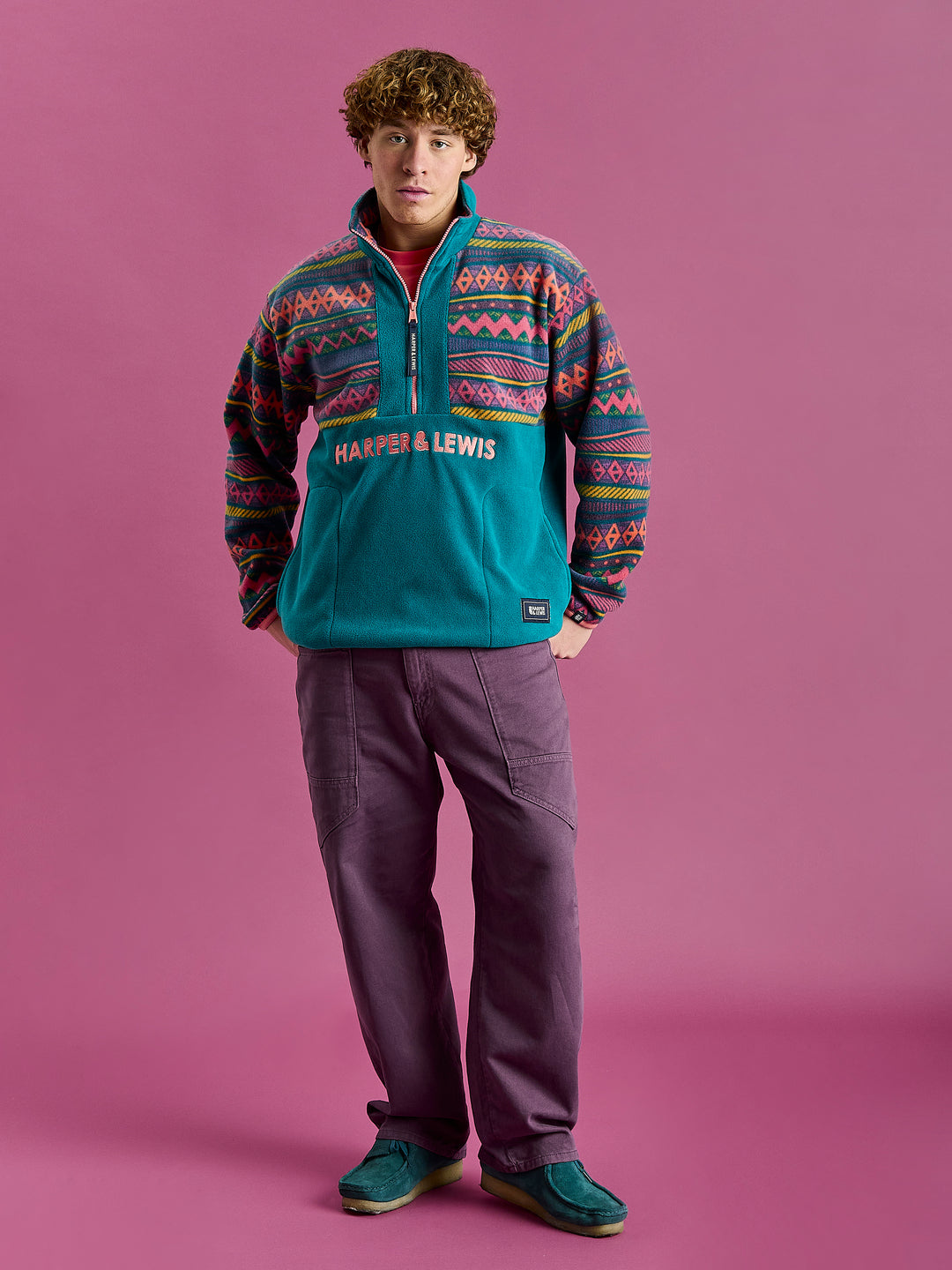 Bodie Retro Pattern 1/4 Zip Fleece