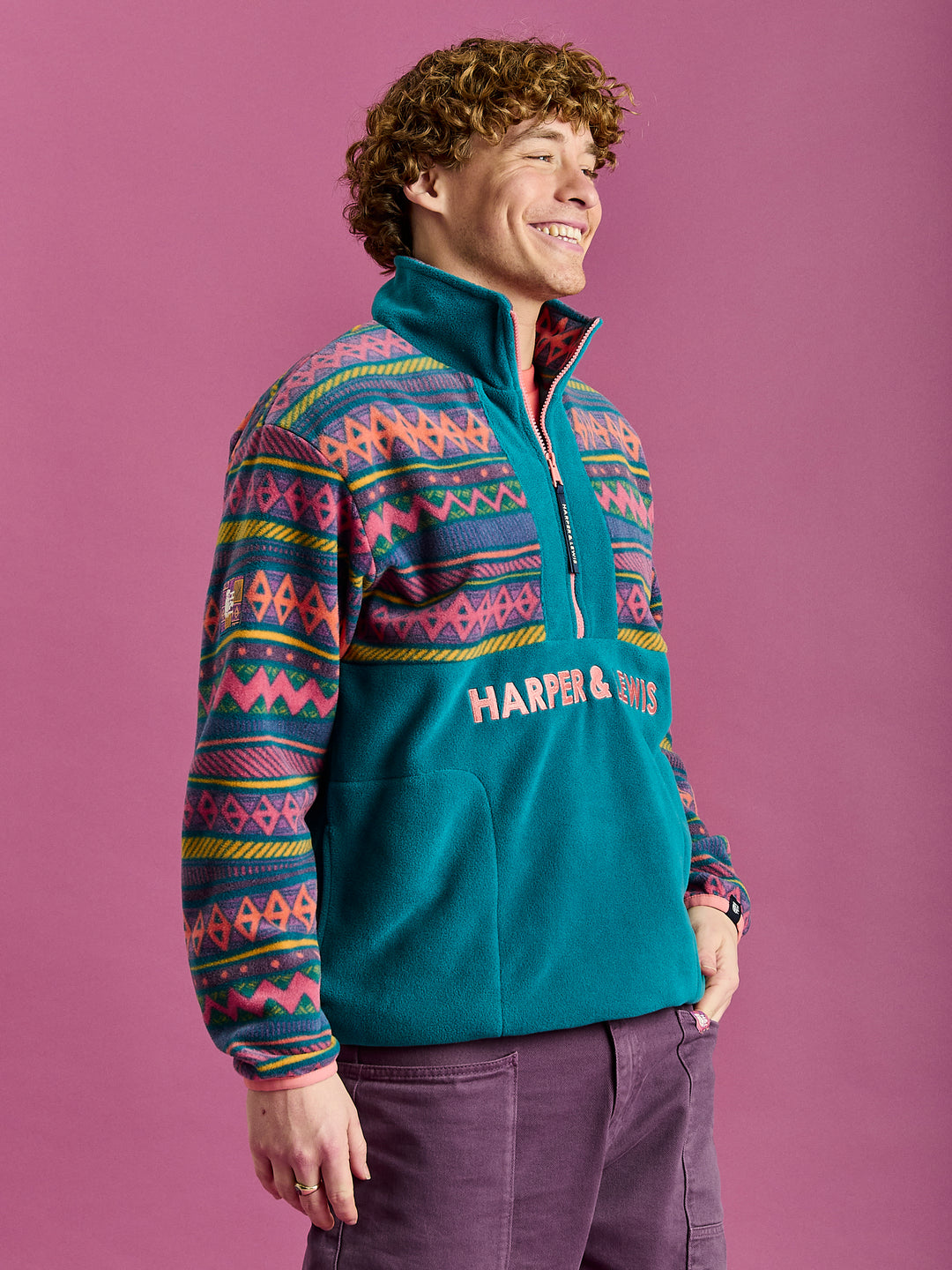 Bodie Retro Pattern 1/4 Zip Fleece