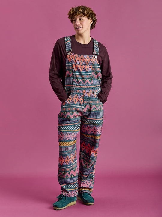 Lois Retro Pattern Corduroy Dungarees