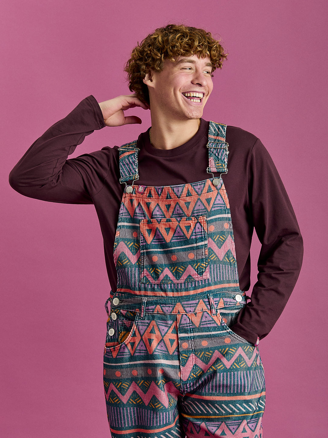 Lois Retro Pattern Corduroy Dungarees