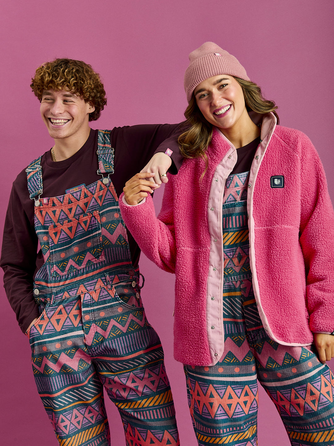 Lois Retro Pattern Corduroy Dungarees