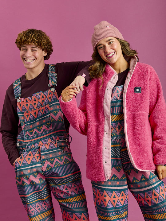 Lois Retro Pattern Corduroy Dungarees