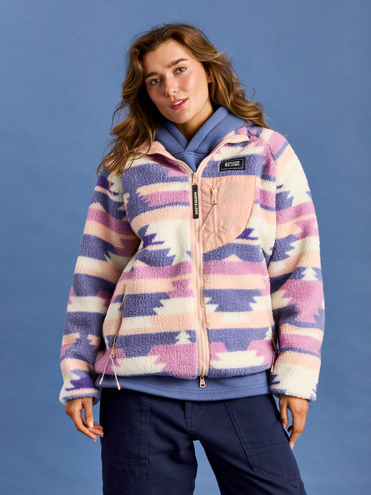 Finn Retro Pattern Full Zip Sherpa Fleece