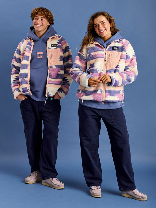 Finn Retro Pattern Full Zip Sherpa Fleece